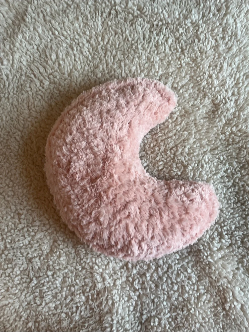 Plush Faux Fur Fluffy Crescent Moon Pillow - Soft Pink